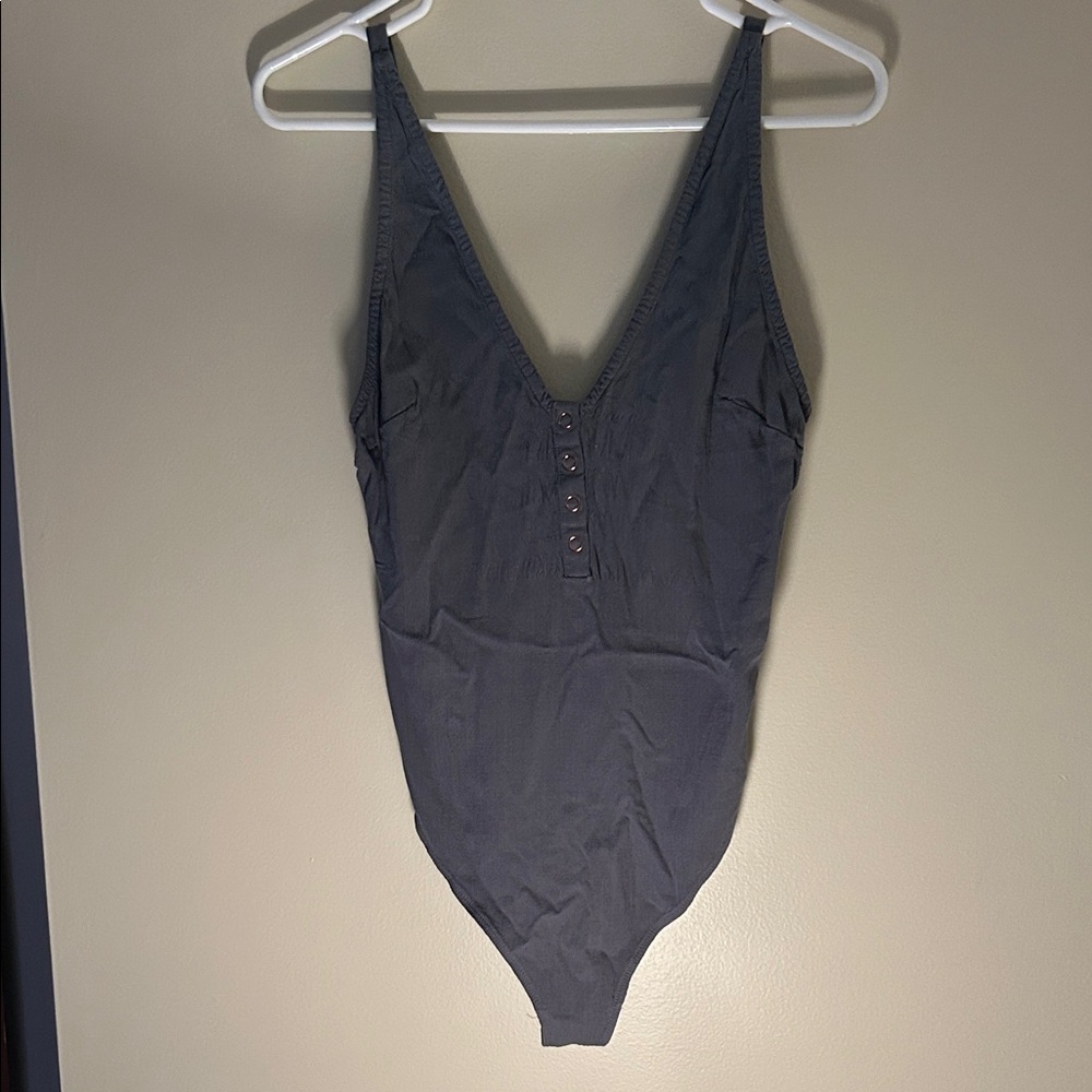 Free People Charcoal Bodysuit